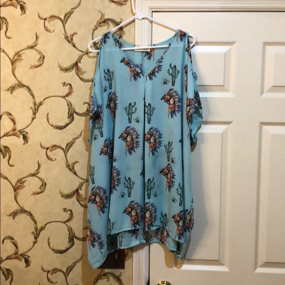 Turquoise Cactus Print Tunic
